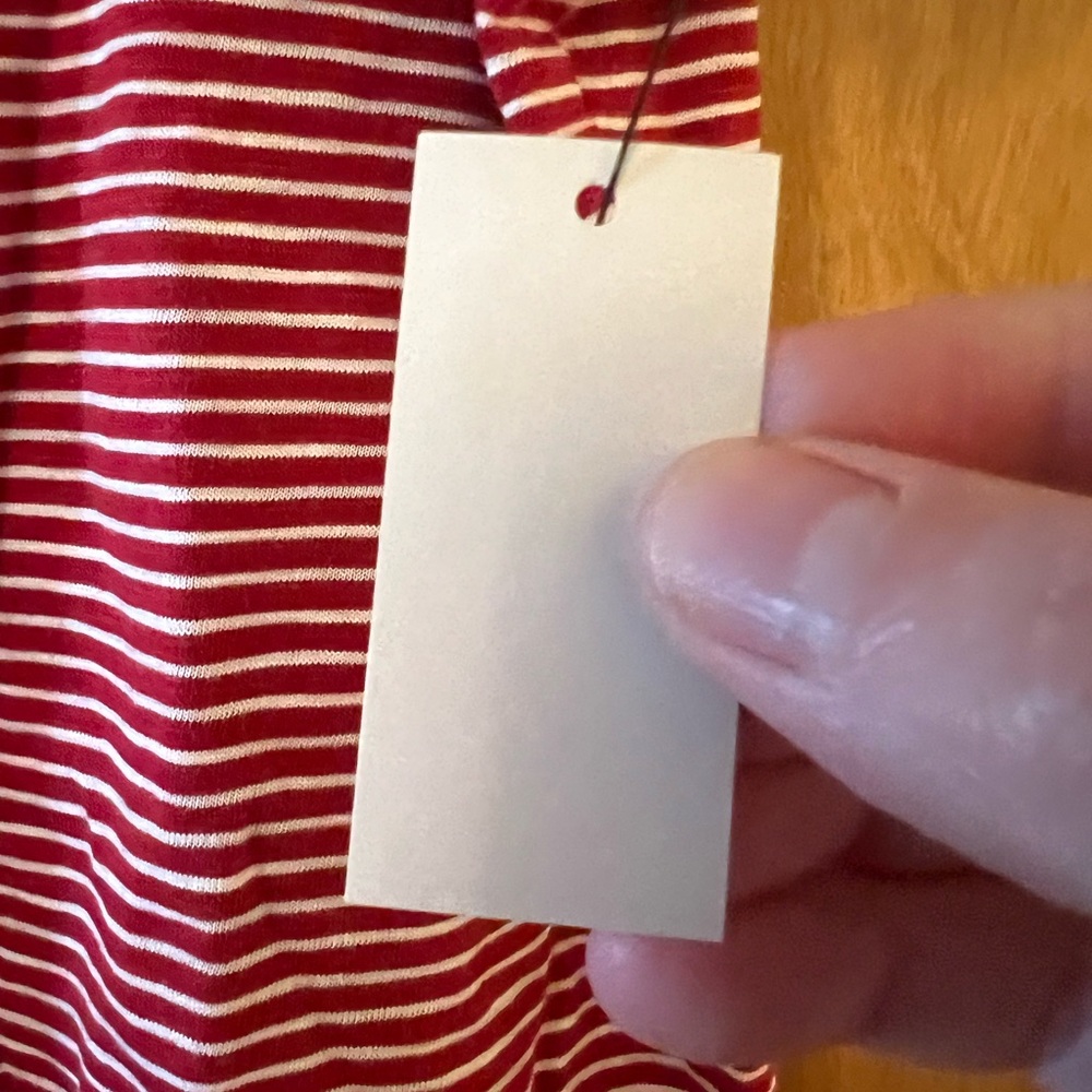 Talbots Red White Horizontal Striped Shirt Short Sleeve Top NWT Petite Large PL - Picture 7 of 10